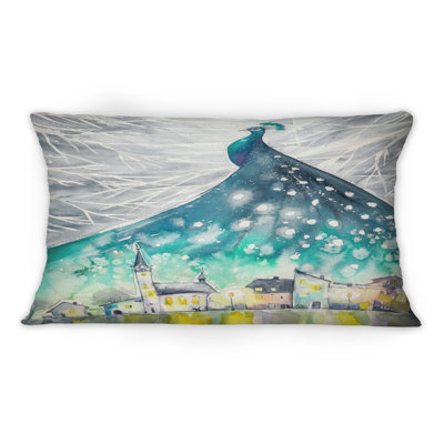 Coussin Turquoise Peacock Over City