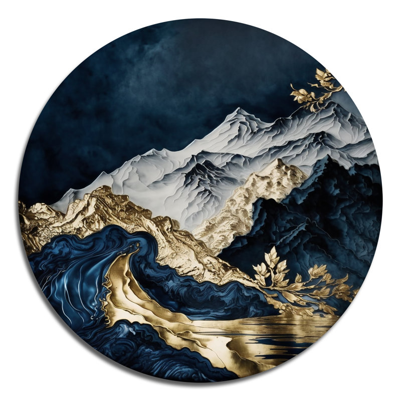 «Giayou Gold Frosted River And Mountain I», reproduction sur métal, H 23 po x l 23 po x P 1 po