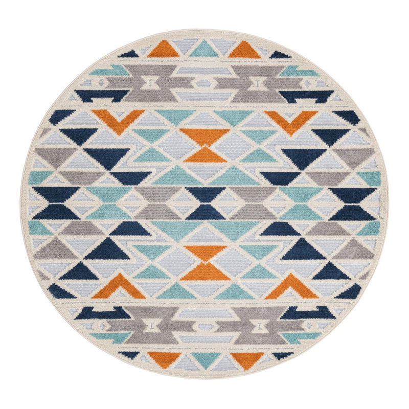 Tapis intérieur / extérieur pour enfants Aceves, Rond 5 pi 3 po