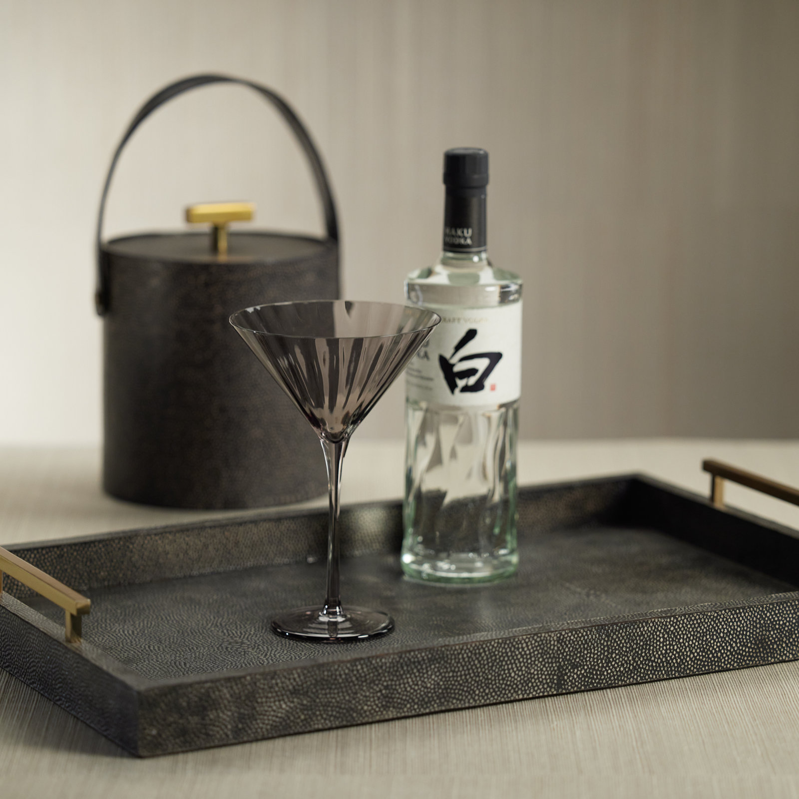 Boulder Ribbed Martini Glass, Smoke
