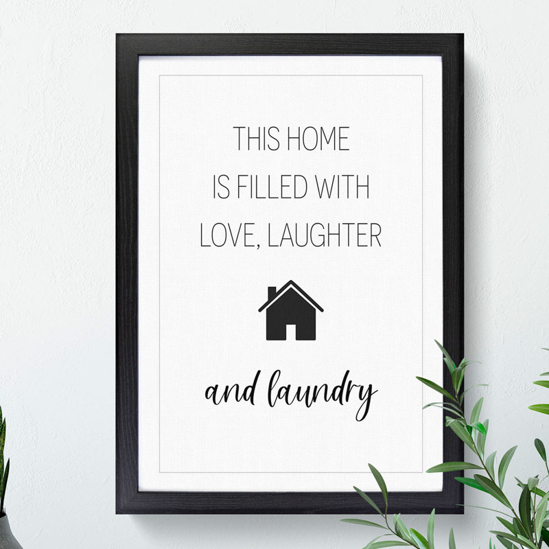 Love Laughter and Laundry - Framed Print, Oak Framed, 65cm H x 48cm W x 2cm D