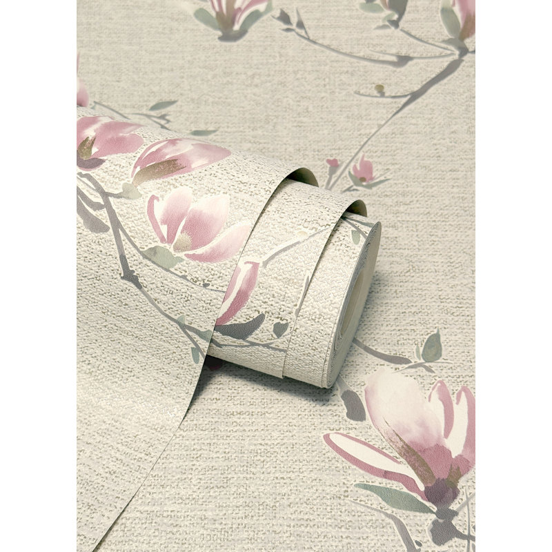 Isla Floral Luxury Textured Vinyl Wallpaper, Grey