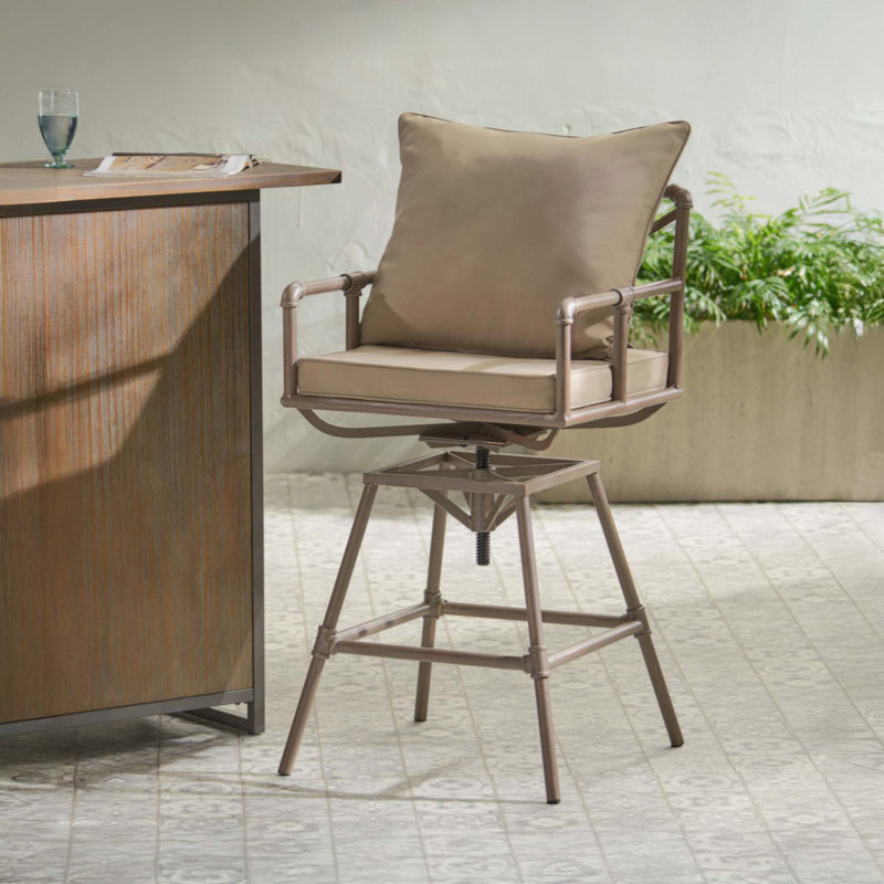 Swivel Upholstered Counter Stool with Metal Frame, Light Gray Frame / Light gray Cushion