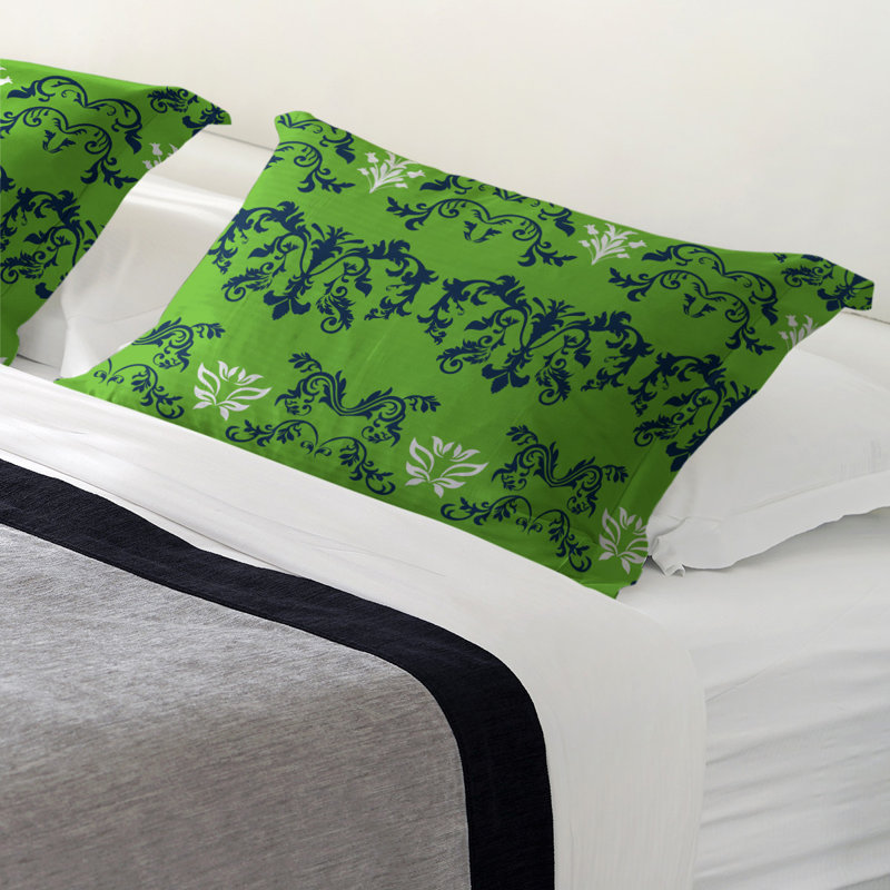 Taie décorative à motif baroque Seattle Football, Standard, polyester, Vert / Bleu / Blanc
