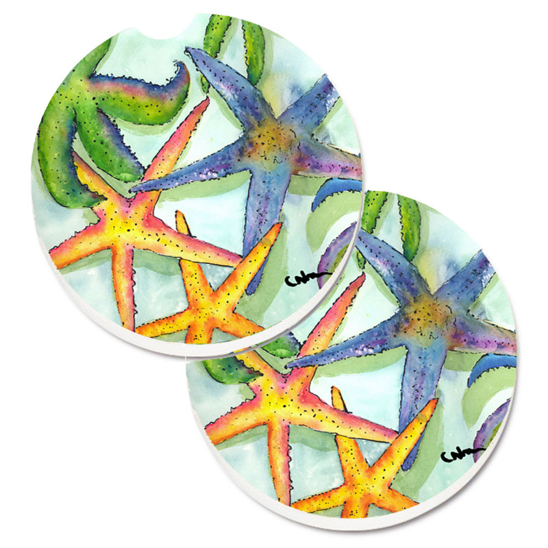 Ceramic Round 2 Piece Car Coaster Set