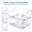 Ensemble de base de 3 bacs de rangement transparents à ouverture frontale de 16 po avec poignées faciles à saisir, bac de rangement en plastique transparent pour garde-manger