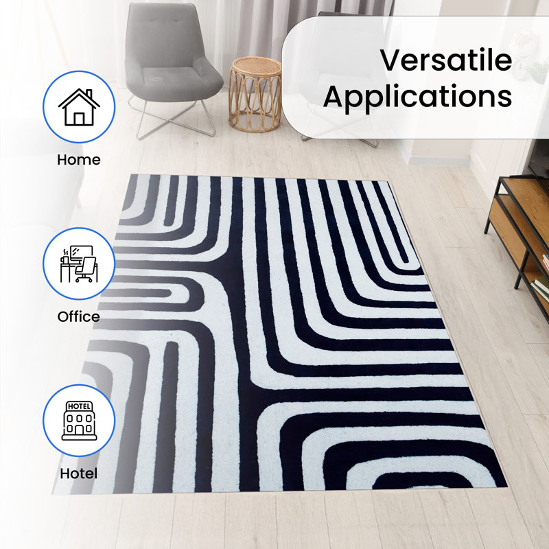 (5 pi x 7 pi) Tapis en laine touffeté à la main avec dossier en latex, tapis antidérapant, Rectangle 5 pi x 7 pi