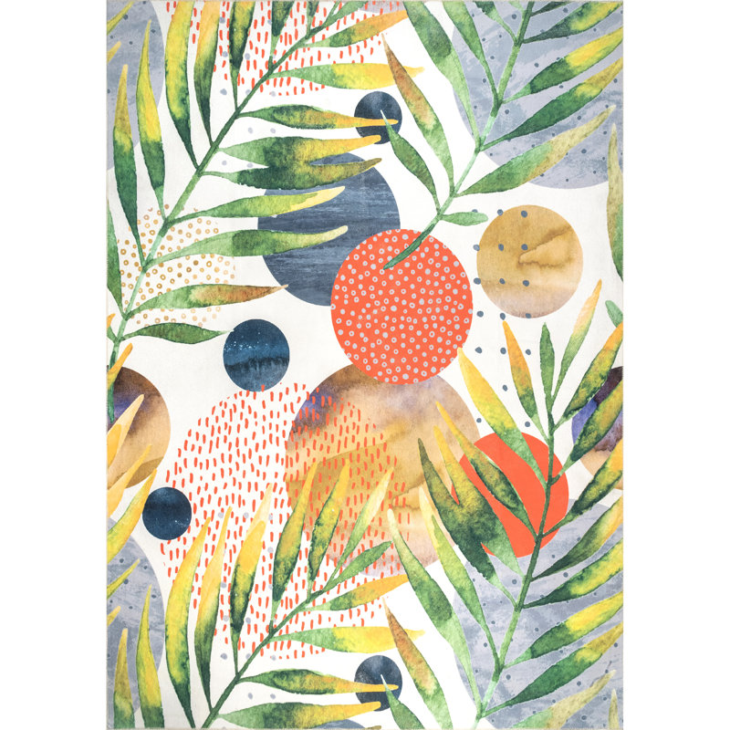 Tapis tropical lavable à la machine Amelia SpinClean, Rectangle 8 pi x 10 pi