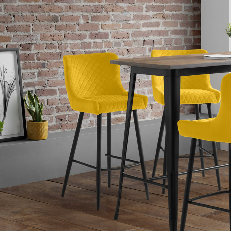 Oesch Upholstered Counter Stool with Metal Frame, Mustard