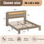 Cadre de lit grand lit, cadre de lit plateforme en bois avec tête de lit à DEL avec rangement et 2 ports USB, silencieux, aucun sommier nécessaire et outil d'assemblage facile, grand rangement sous le lit-2000836348-2000836337