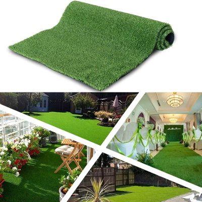 Premium Artificial Turf Mat With Drainage Holes. Thick Fake Grass With Rubber Backing, Ideal For Indoor/Outdoor Pet Areas, Garden, Lawn, Patio & Balcony Decor(Grass Height 0.6 Inches/1.5Cm)