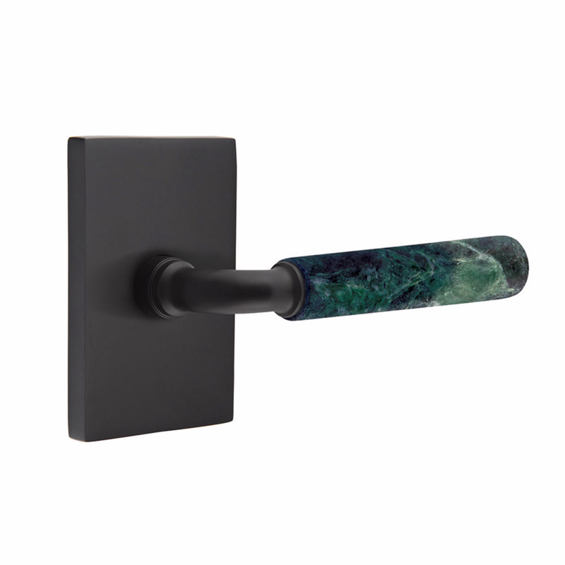Select Privacy (Bed & Bath) Door Lever with Rectangle Rosette, Flat Black