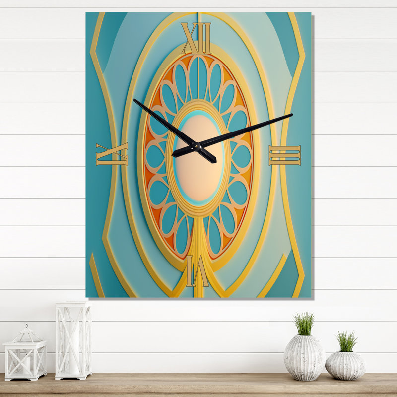 Horloge murale rose sur toile Art Nouveau I, H 40 po x l 30 po x P 1 po