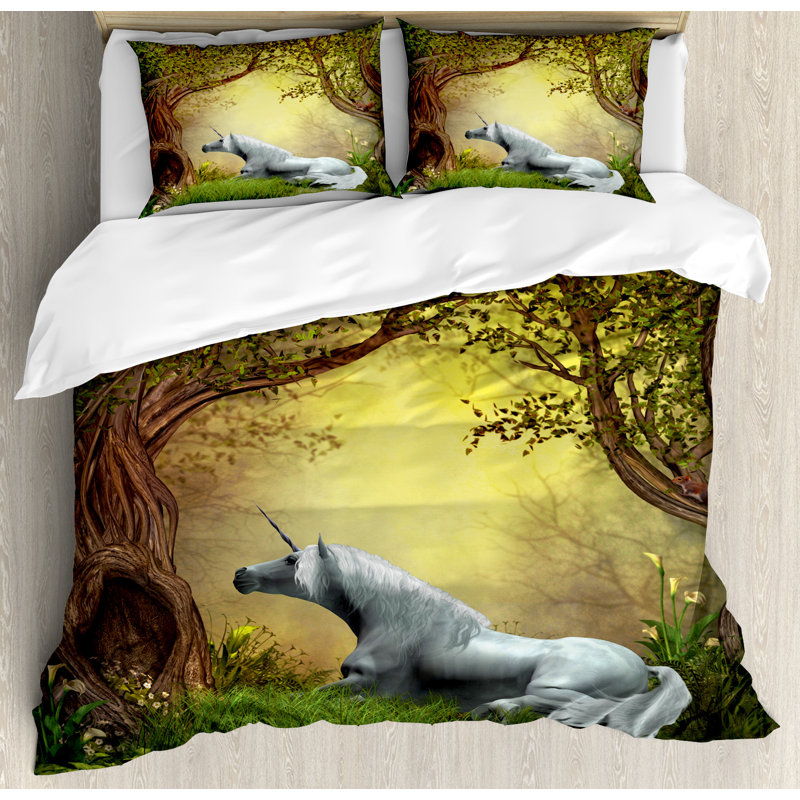 Unicorn Rustic Polyester Duvet Cover, Queen
