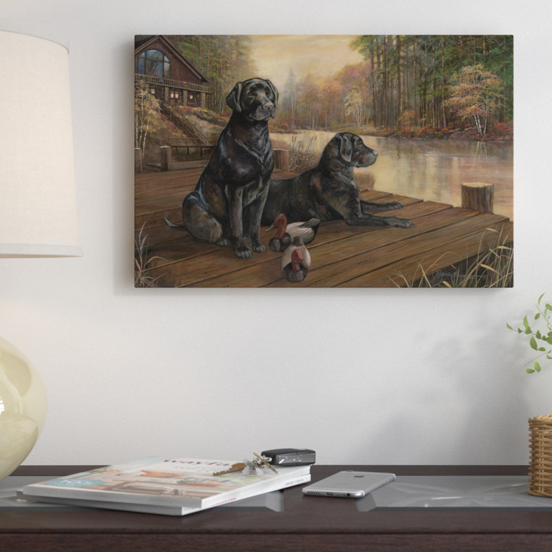 Reproduction d'art sur toile, "Waiting For Tom Demain", H 18 po x l 26 po x P 1,5 po, Toile avec cadre noir, Pas de tapis