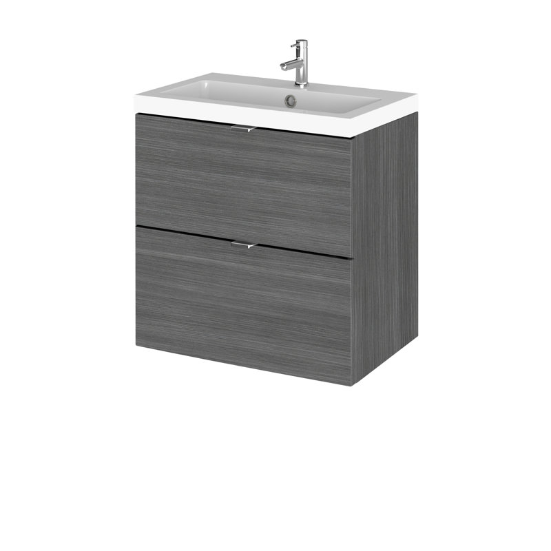 Fusion Hudson Reed 500mm Wall Hung Single Vanity Unit, Anthracite woodgrain