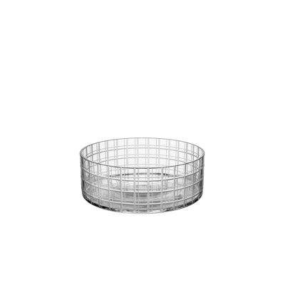 Orrefors Cut In Number Checker Decorative Bowl In Clear