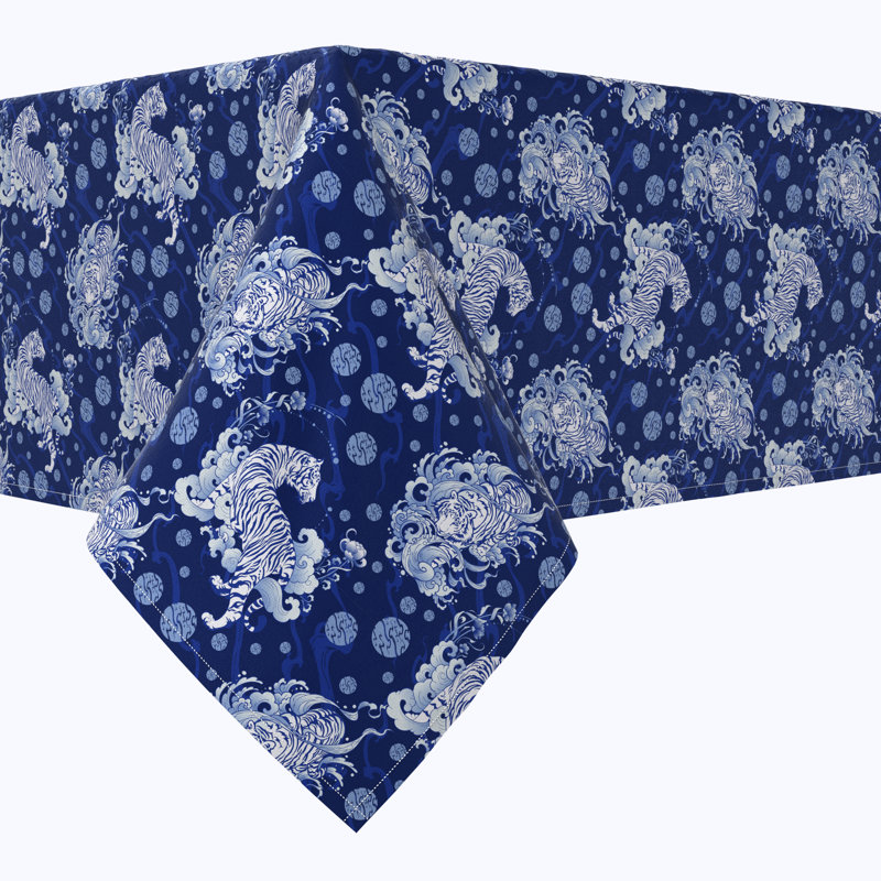 Rectangular Tablecloth, 100% Cotton, Floral 181, 120" x 52"
