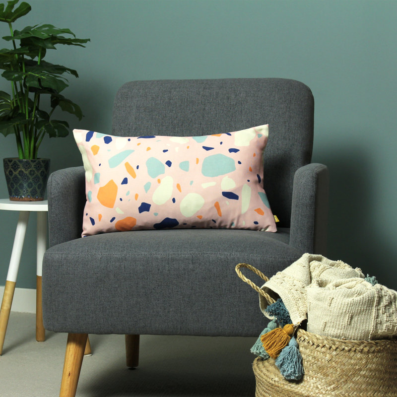 Terra Abstract Rectangular Cushion, Powder