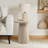Stone Pattern Manufactured Wood 19.7-Inch Tall Round End and Side Table