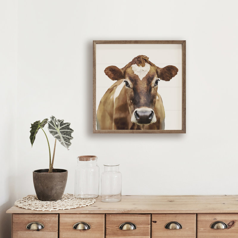 Aquarelle vache brune, H 16 po x l 16 po x P 1 po