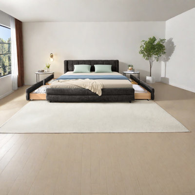 Lits modernes spacieux avec rangement, plateforme en chenille pour grand lit