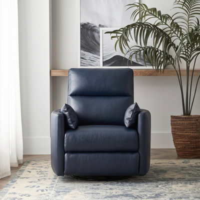 Canton Modern Genuine Leather Power Swivel Rocker Recliner Chair with USB Charging