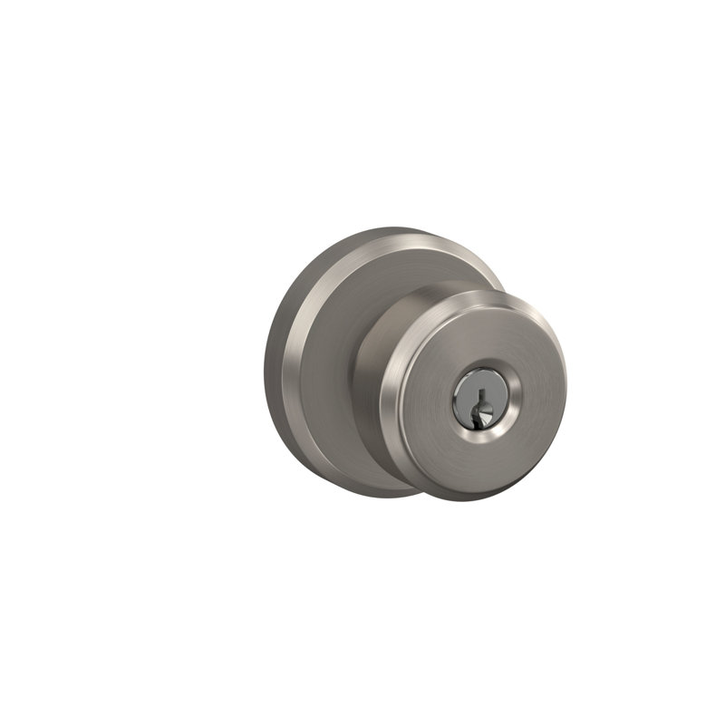 Bowery Keyed Entry Knob with Greyson Trim, Satin Nickel