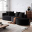 Canapé modulaire 112 po 4 places noir en chenille avec coussins décoratifs 112 po, assise confortable, mousse à haute résilience, aucun assemblage requis pour un usage domestique, revêtement moderne, très profond-226720339