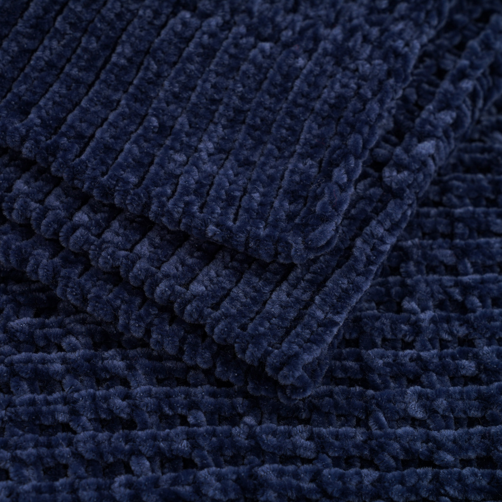 Amor Waffle Knitted Throw Blanket, Navy