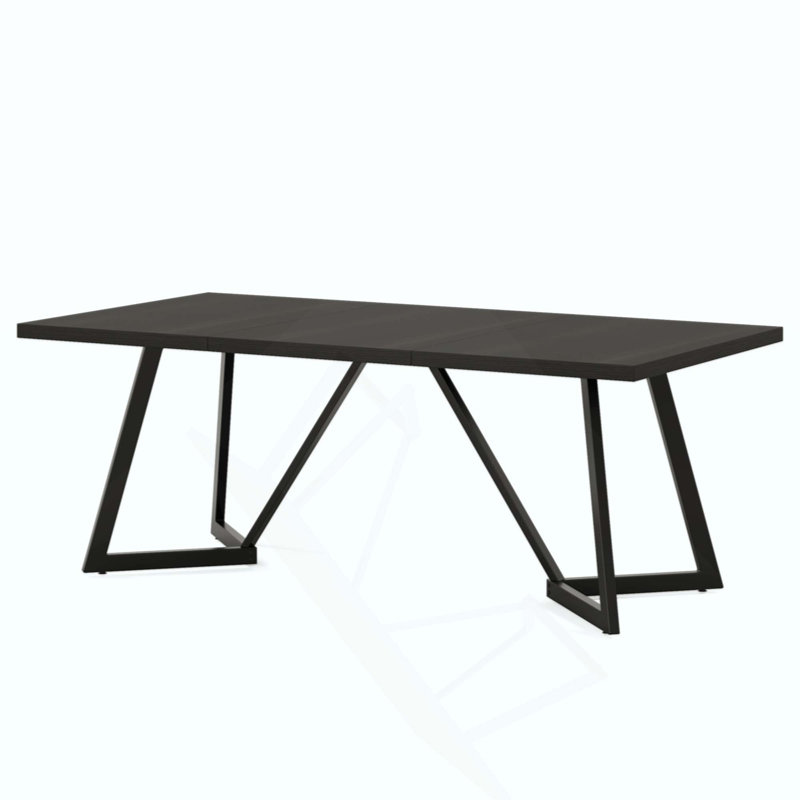 Grande table de salle à manger pour 6 à 8 personnes, cuisine rectangulaire moderne et table de salle à manger avec structure en métal robuste, mobilier de maison et de bureau polyvalent