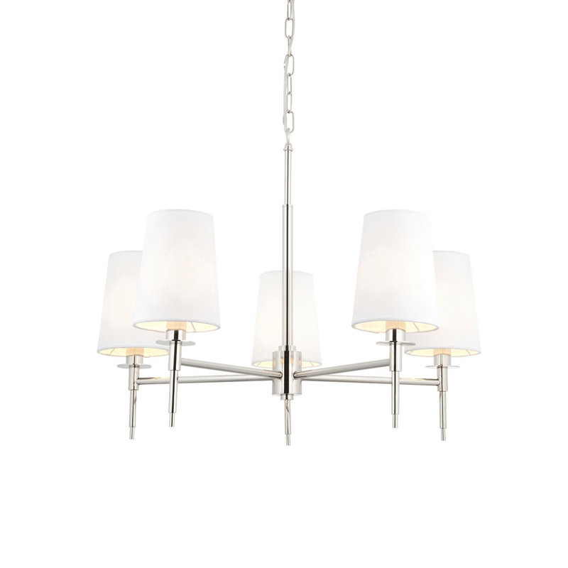 Alzamora 5 - Light Waggon Wheel Chandelier, Bright Nickel