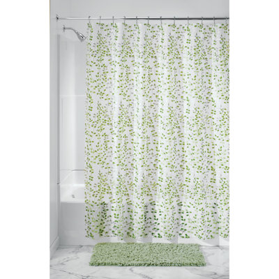 iDesign Vine Waterproof PEVA Bathroom Shower Curtain - 72", Green/White