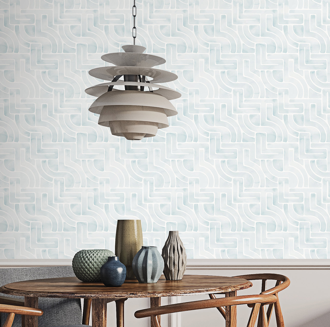 Modern Peel & Stick Geometric Wallpaper, Blue