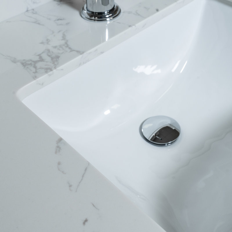 Comptoir de meuble-lavabo de 37 pouces - comptoir en pierre d'ingénierie blanche