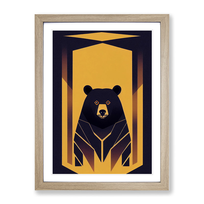 Bear No.2 1 Piece Single Picture Frame Wall Art, 64cm H x 46cm W x 2cm D, Oak Framed