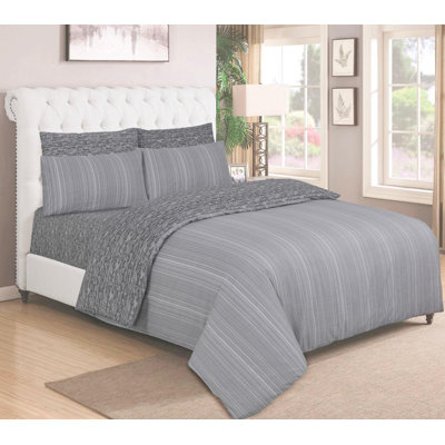 Callis Satin Striped Duvet Cover Set with Pillowcases