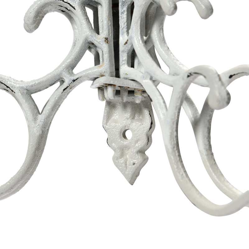Antique Decorative Cast Iron Multi Hook Wall Hanger with 15 Hooks, White