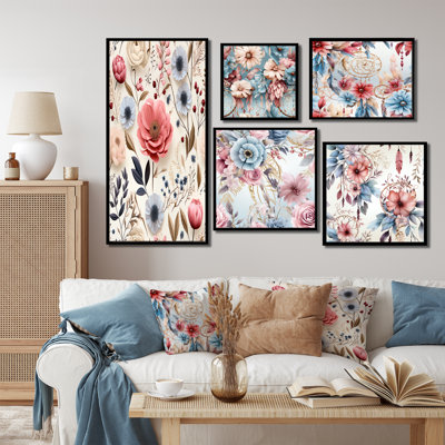 Arda - Ensemble de 5 décorations murales florales