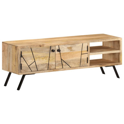 Meuble télé en bois massif de manguier de 43,3 po x 11,8 po x 15,7 po