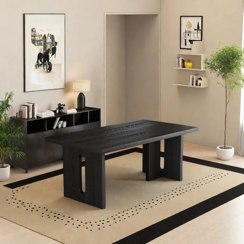 Table de salle à manger en bois de frêne massif - minimaliste et stable, H 29,52 po x L 70,86 po x l 31,49 po