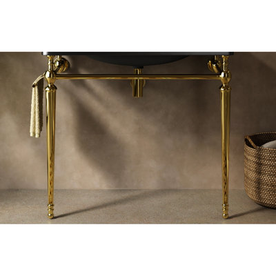 Meuble-lavabo doré de 36 po avec pattes en fer, barre à serviettes amovible pour un usage pratique, pattes autoportantes sans lavabo à assemblage simple - et charme rétro, bar, facile
