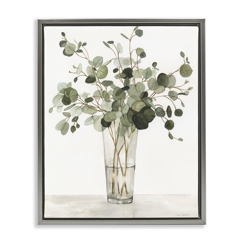 «Eucalyptus Herbs in Glass», art mural par Carol Robinson, Cadre flottant gris lustré, H 21 po x l 17 po