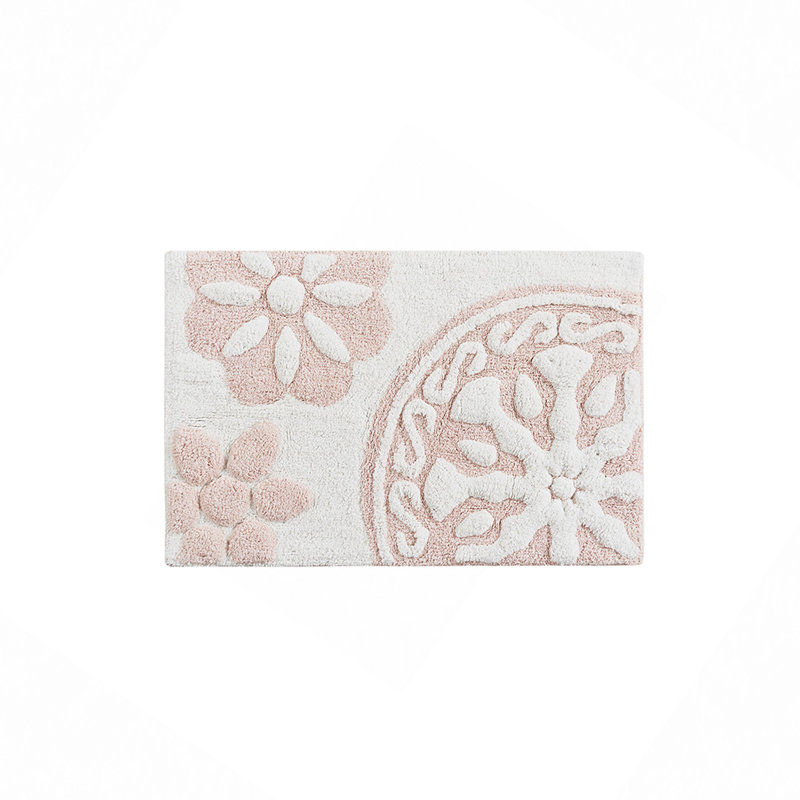 Tapis de bain en coton touffeté Medallion, Rose