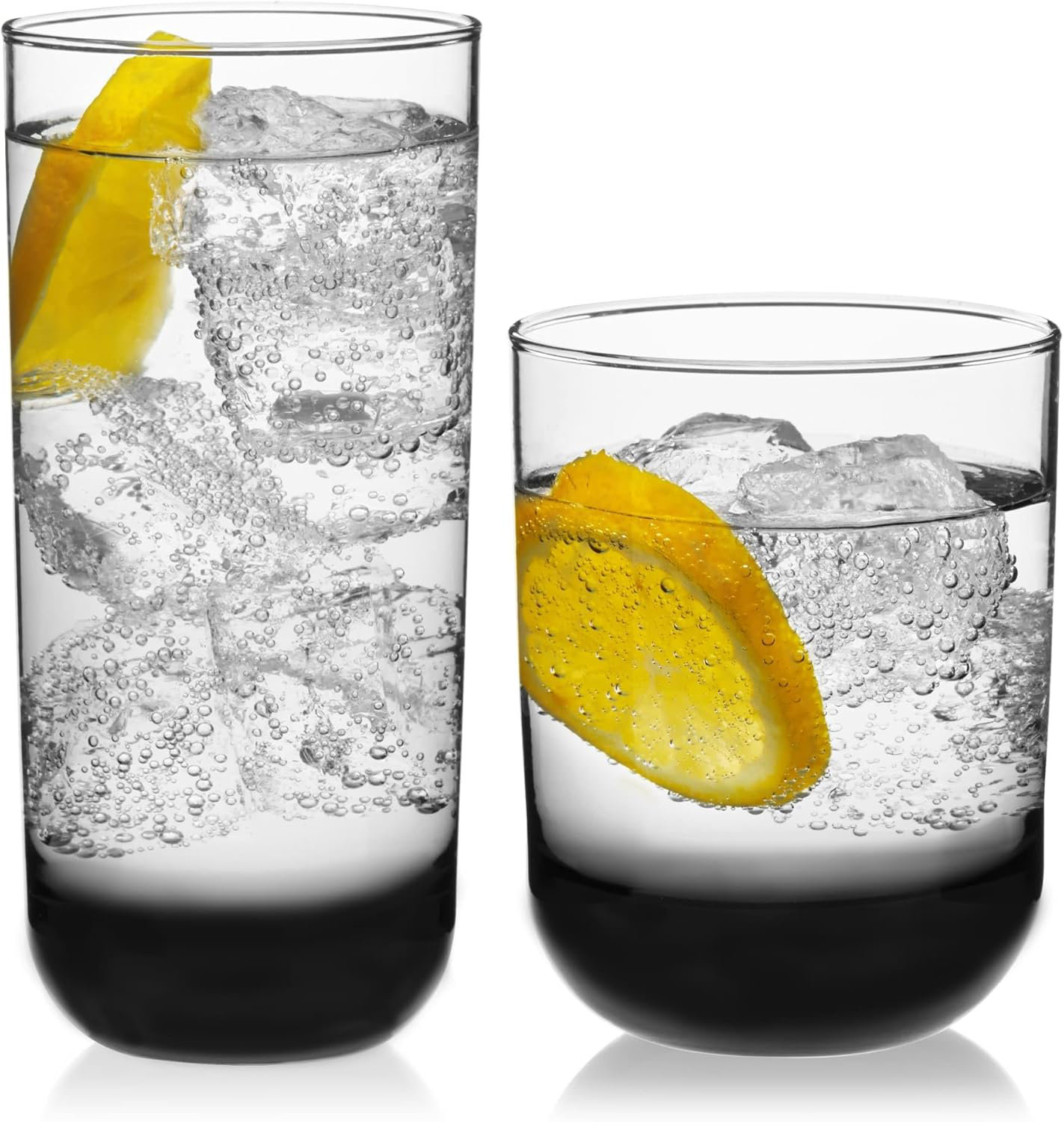 DESGENT Set of 16 Smoke Hue Drinkware Glasses Set Tall Water Glasses ...