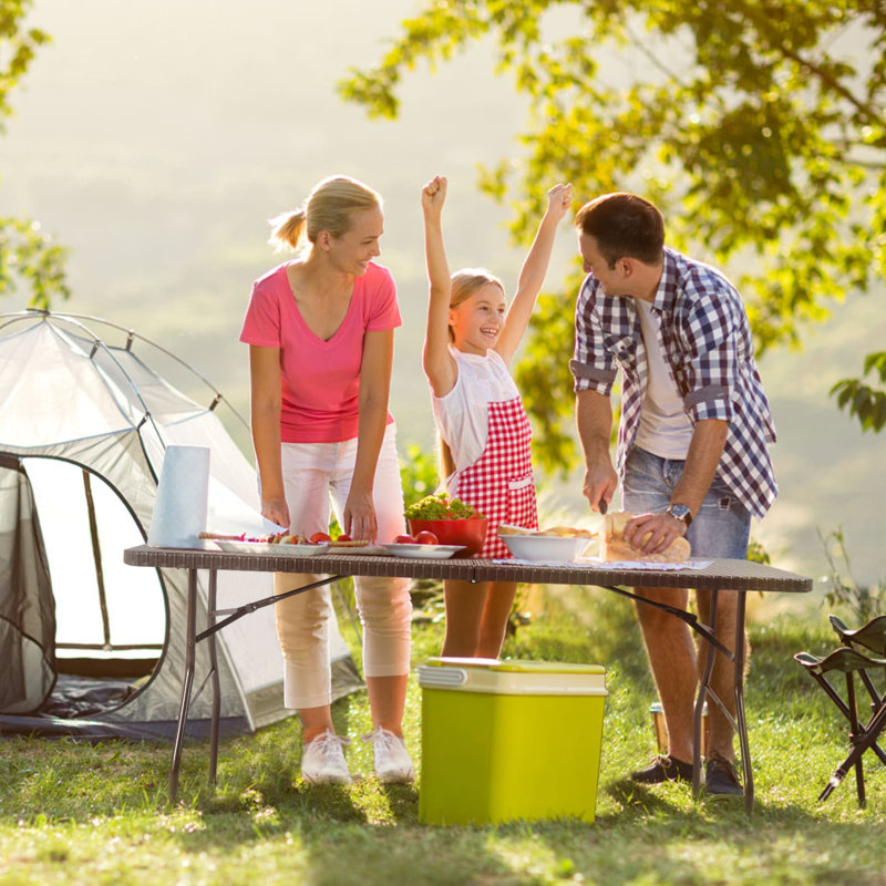 Rectangular Metal Folding Outdoor Camping Table With Umbrella Hole , 182cm cm W 74cm cm D