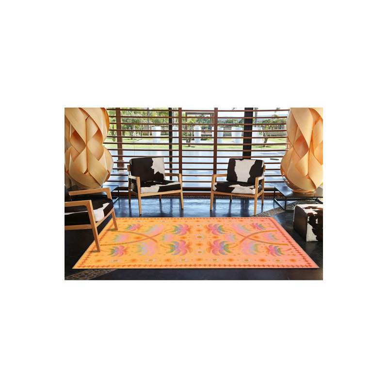 Tapis décoratif lavable à motif de feuilles d'orange, Sous-tapis carré 3 pi 3 po inclus