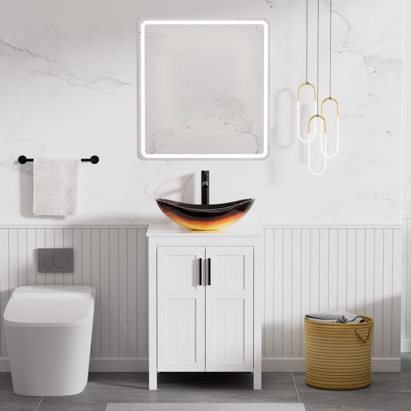 Meuble-lavabo simple 24 po avec lavabo vasque et robinet, Black