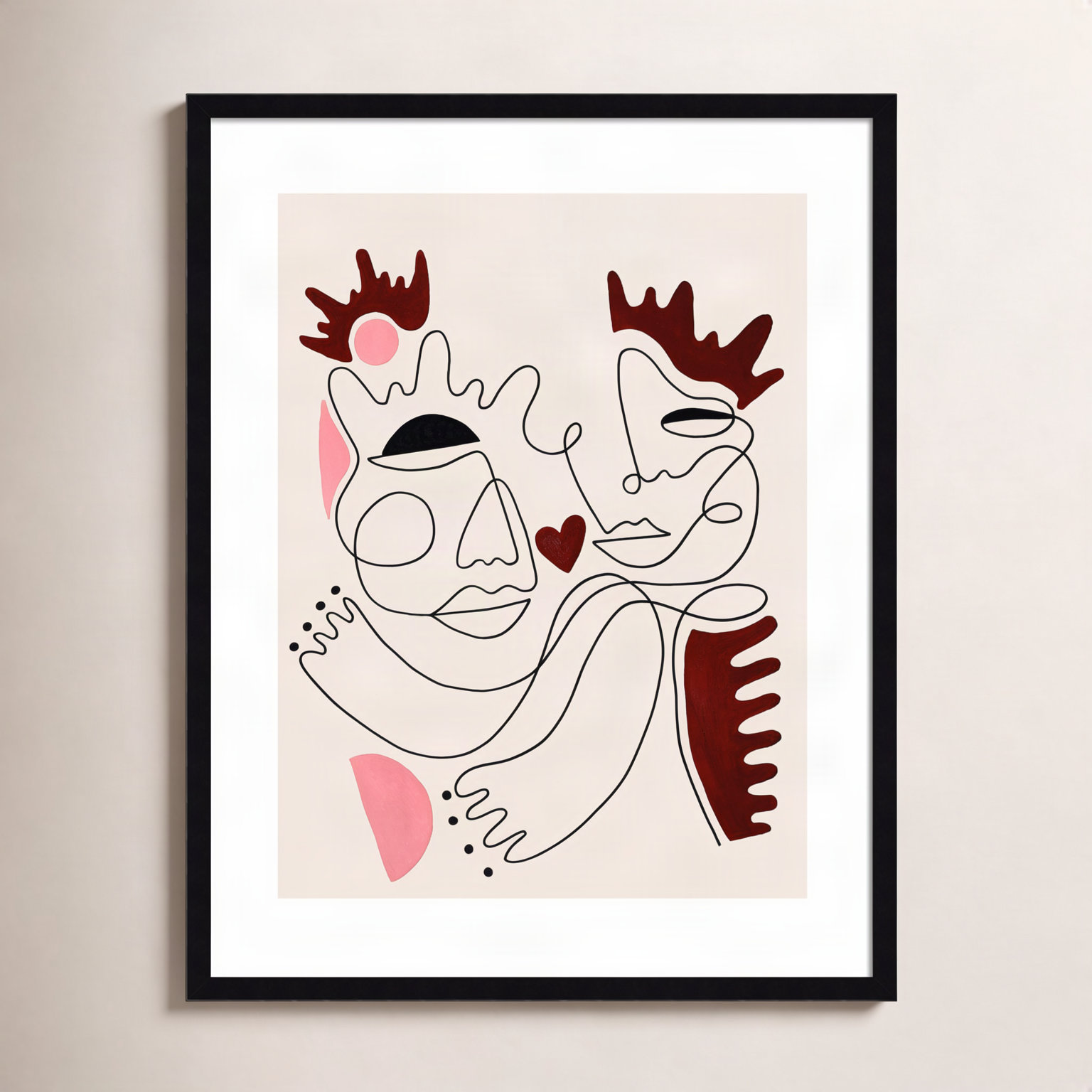 Love Yours Print by Shatha Al Dafai, 25.38" H x 20.38" W x 0.875" D, Noir Black Framed