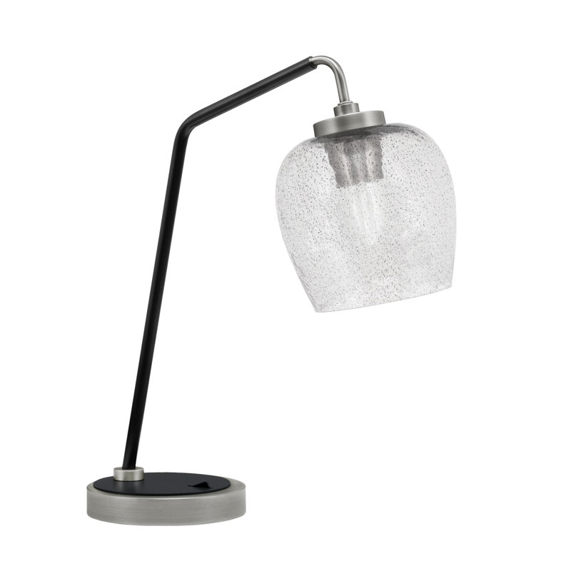 Lampe de bureau Armie avec verre à bulles 6 po, Noir/transparent, Graphite / noir mat